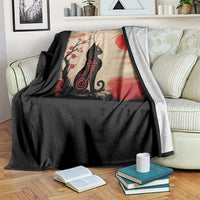 Kawaii Anime Cat Japanese Cherry Blossom Throw Blanket - Wonder Print Shop