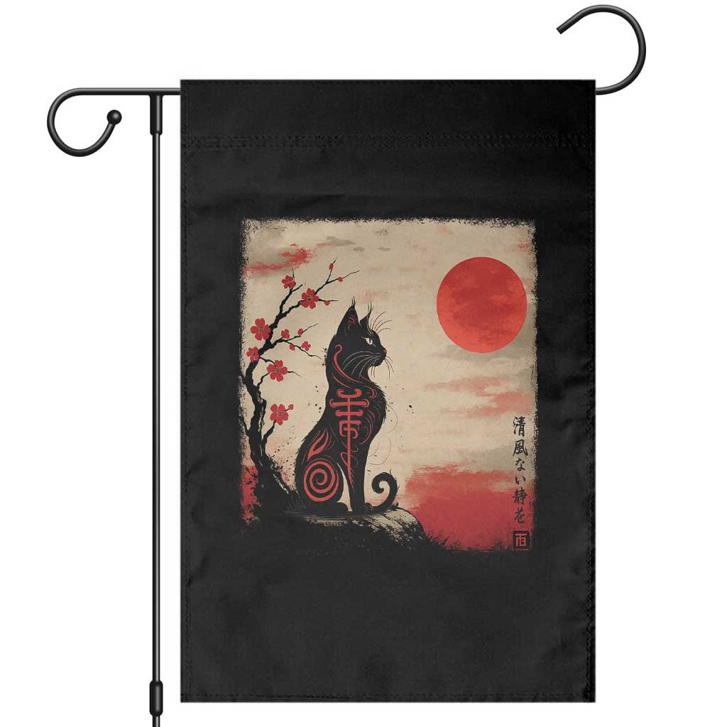 Kawaii Anime Cat Japanese Cherry Blossom Garden Flag - Wonder Print Shop