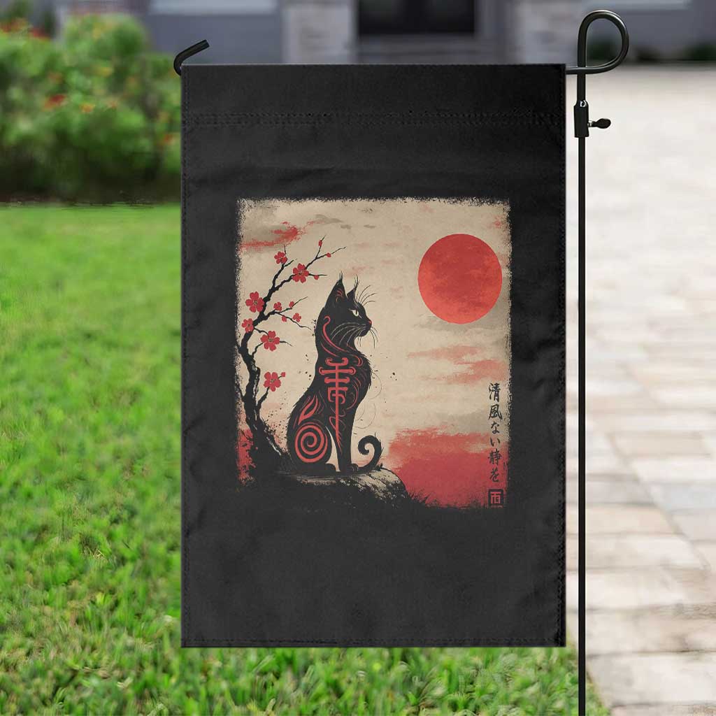 Kawaii Anime Cat Japanese Cherry Blossom Garden Flag - Wonder Print Shop