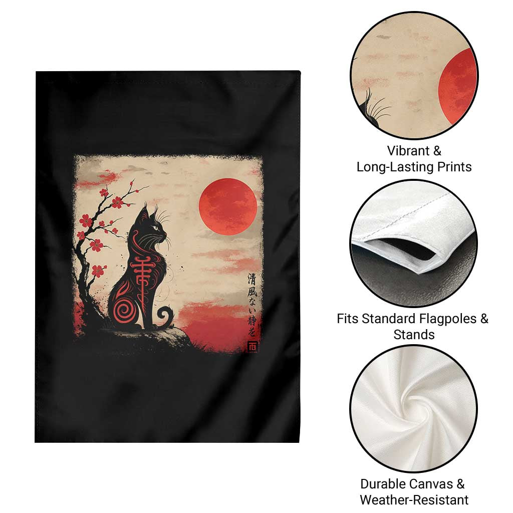Kawaii Anime Cat Japanese Cherry Blossom Garden Flag - Wonder Print Shop