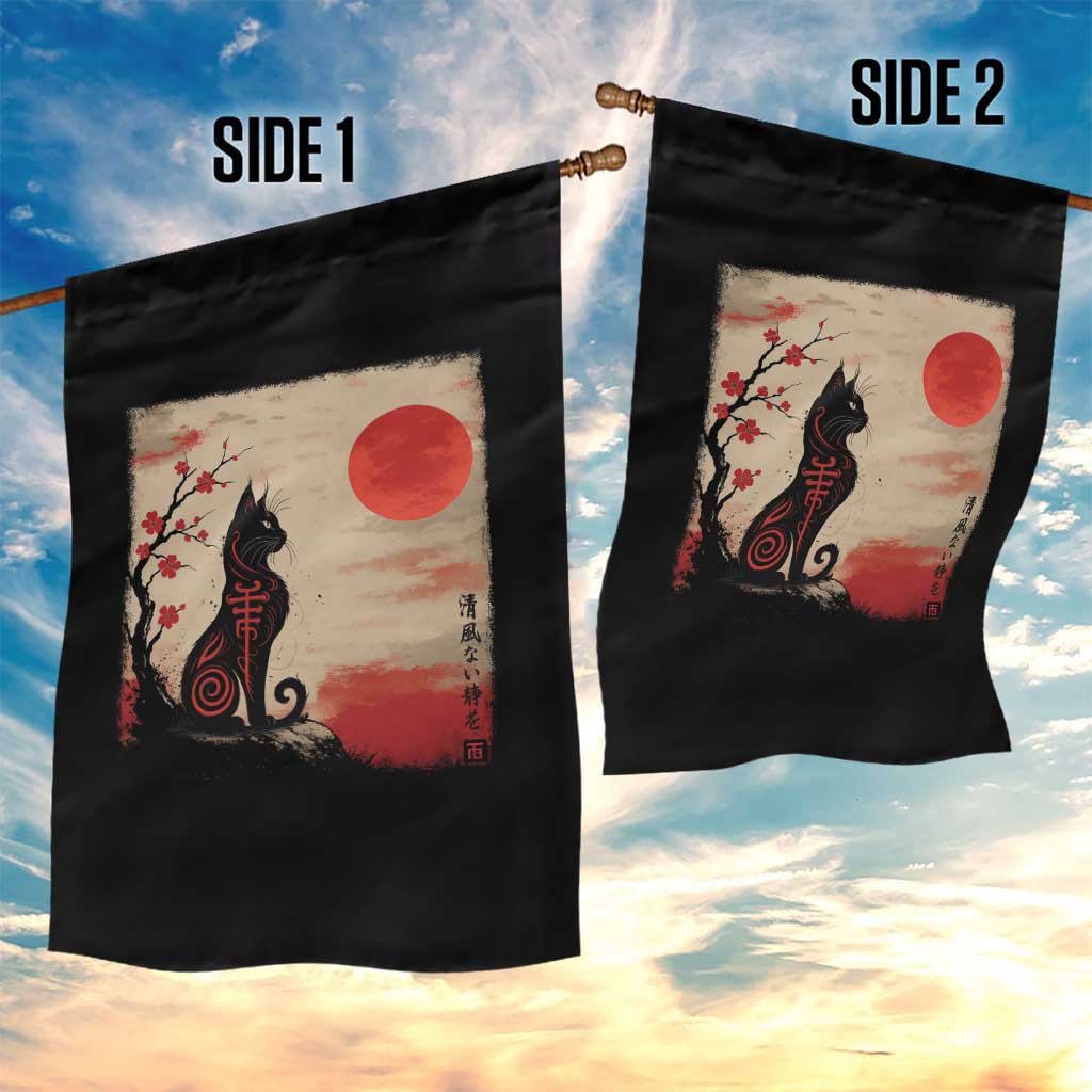 Kawaii Anime Cat Japanese Cherry Blossom Garden Flag - Wonder Print Shop