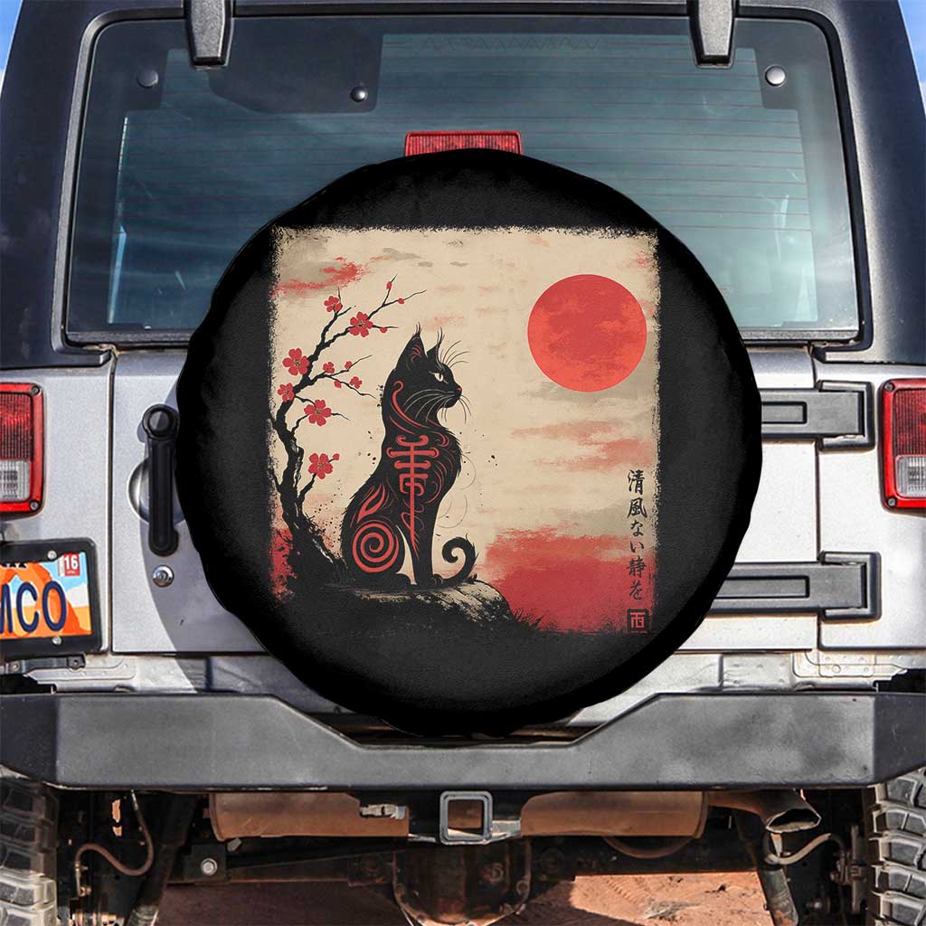 Kawaii Anime Cat Japanese Cherry Blossom Spare Tire Cover - Wonder Print Shop