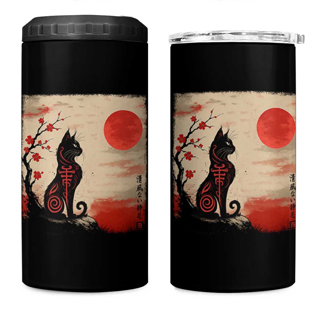 Kawaii Anime Cat Japanese Cherry Blossom 4 in 1 Can Cooler Tumbler - Wonder Print Shop