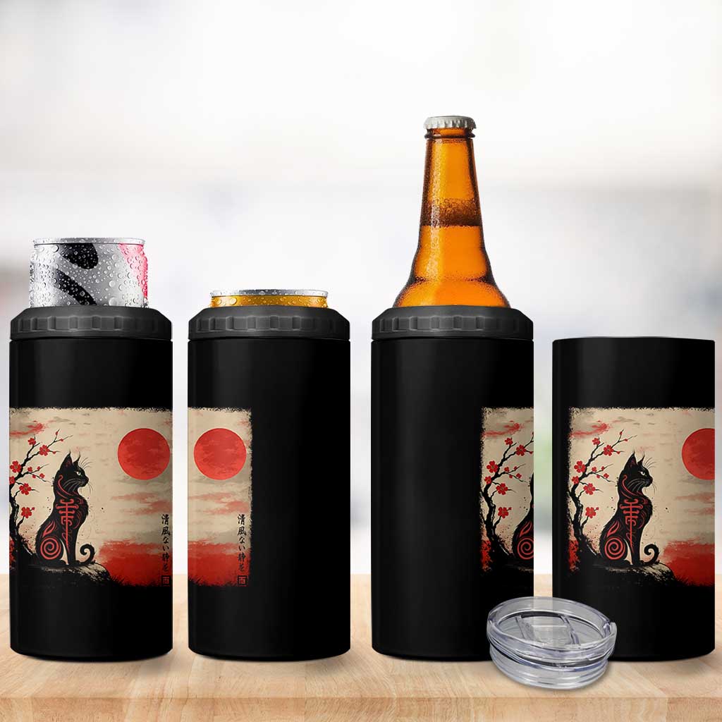 Kawaii Anime Cat Japanese Cherry Blossom 4 in 1 Can Cooler Tumbler - Wonder Print Shop