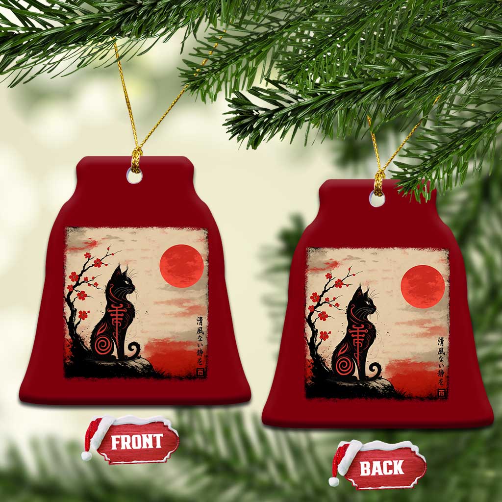 Kawaii Anime Cat Japanese Cherry Blossom Ceramic Ornament - Wonder Print Shop