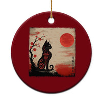 Kawaii Anime Cat Japanese Cherry Blossom Ceramic Ornament - Wonder Print Shop