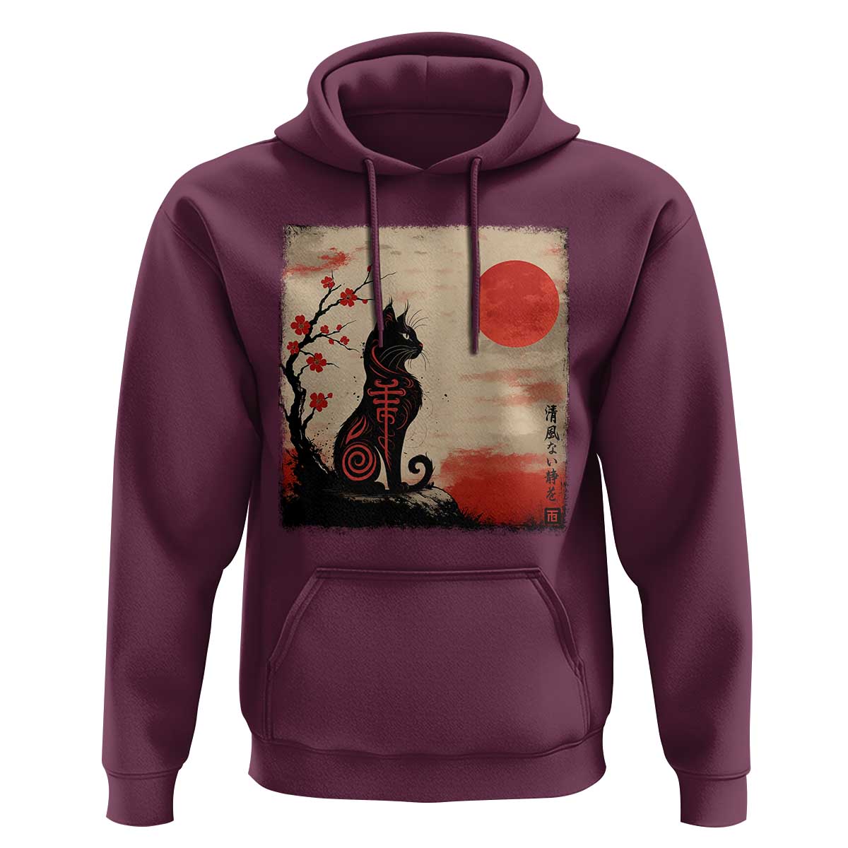 Kawaii Anime Cat Japanese Cherry Blossom Hoodie - Wonder Print Shop