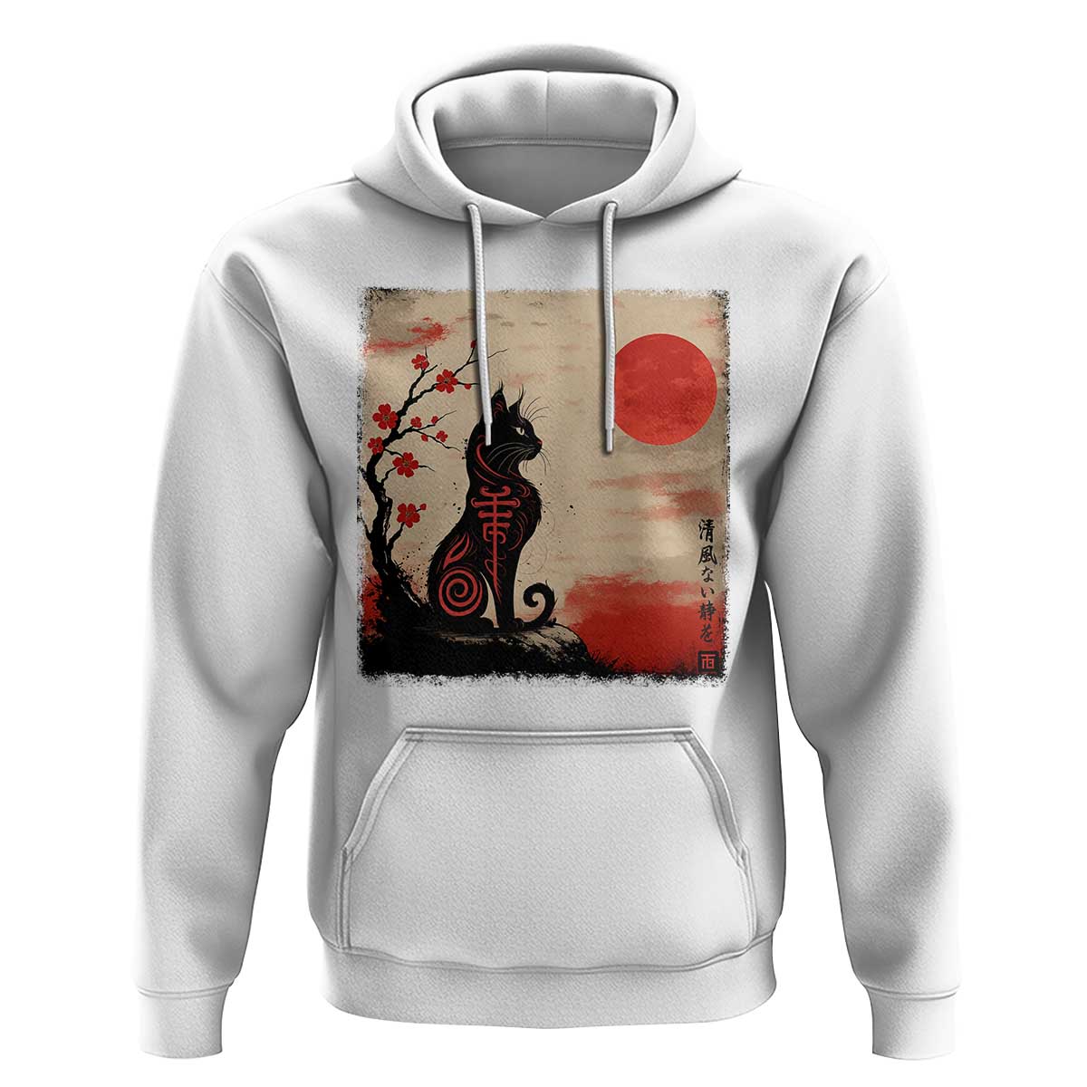 Kawaii Anime Cat Japanese Cherry Blossom Hoodie - Wonder Print Shop