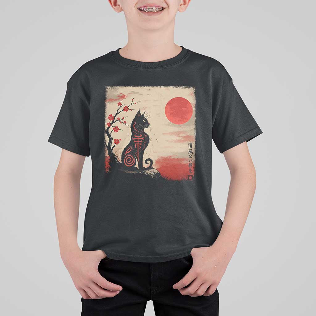 Kawaii Anime Cat Japanese Cherry Blossom T Shirt For Kid - Wonder Print Shop