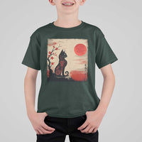 Kawaii Anime Cat Japanese Cherry Blossom T Shirt For Kid - Wonder Print Shop
