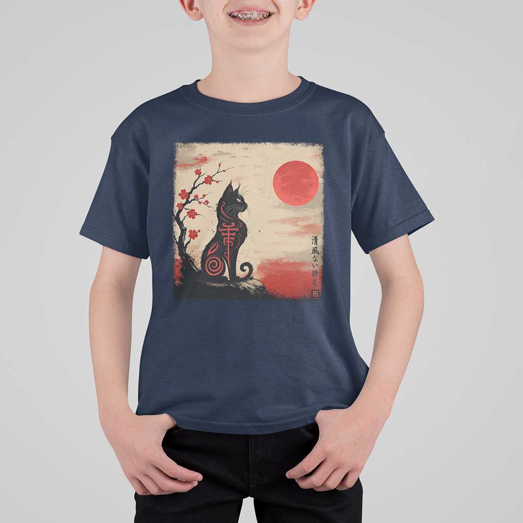 Kawaii Anime Cat Japanese Cherry Blossom T Shirt For Kid - Wonder Print Shop