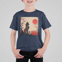 Kawaii Anime Cat Japanese Cherry Blossom T Shirt For Kid - Wonder Print Shop