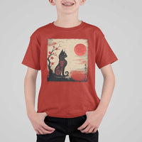 Kawaii Anime Cat Japanese Cherry Blossom T Shirt For Kid - Wonder Print Shop