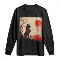 Kawaii Anime Cat Japanese Cherry Blossom Long Sleeve Shirt - Wonder Print Shop