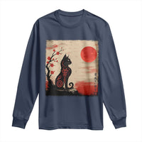 Kawaii Anime Cat Japanese Cherry Blossom Long Sleeve Shirt - Wonder Print Shop