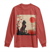 Kawaii Anime Cat Japanese Cherry Blossom Long Sleeve Shirt - Wonder Print Shop