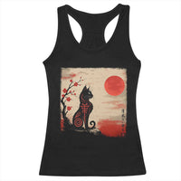 Kawaii Anime Cat Japanese Cherry Blossom Racerback Tank Top - Wonder Print Shop