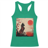 Kawaii Anime Cat Japanese Cherry Blossom Racerback Tank Top - Wonder Print Shop