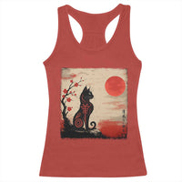Kawaii Anime Cat Japanese Cherry Blossom Racerback Tank Top - Wonder Print Shop
