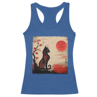 Kawaii Anime Cat Japanese Cherry Blossom Racerback Tank Top - Wonder Print Shop