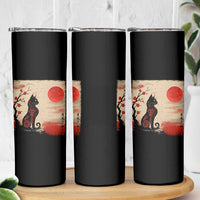 Kawaii Anime Cat Japanese Cherry Blossom Skinny Tumbler - Wonder Print Shop