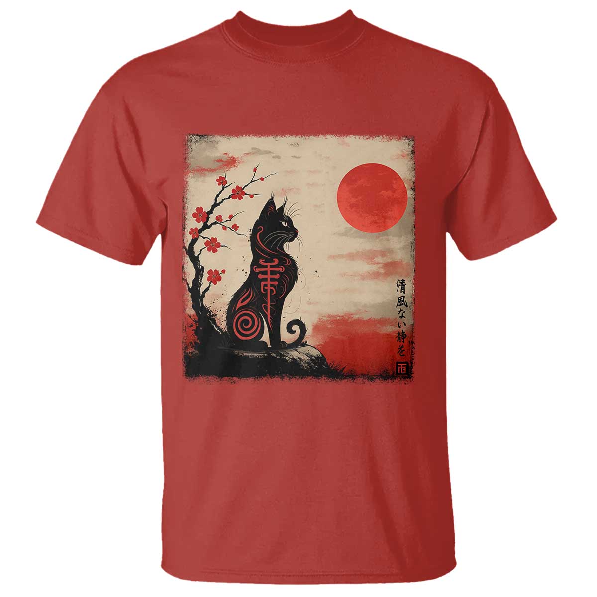 Kawaii Anime Cat Japanese Cherry Blossom T Shirt - Wonder Print Shop