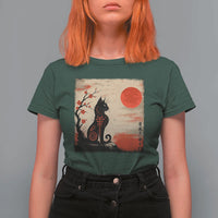 Kawaii Anime Cat Japanese Cherry Blossom T Shirt For Women - Wonder Print Shop