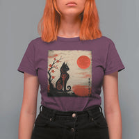 Kawaii Anime Cat Japanese Cherry Blossom T Shirt For Women - Wonder Print Shop