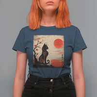 Kawaii Anime Cat Japanese Cherry Blossom T Shirt For Women - Wonder Print Shop