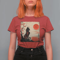 Kawaii Anime Cat Japanese Cherry Blossom T Shirt For Women - Wonder Print Shop