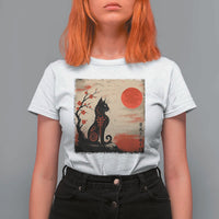 Kawaii Anime Cat Japanese Cherry Blossom T Shirt For Women - Wonder Print Shop
