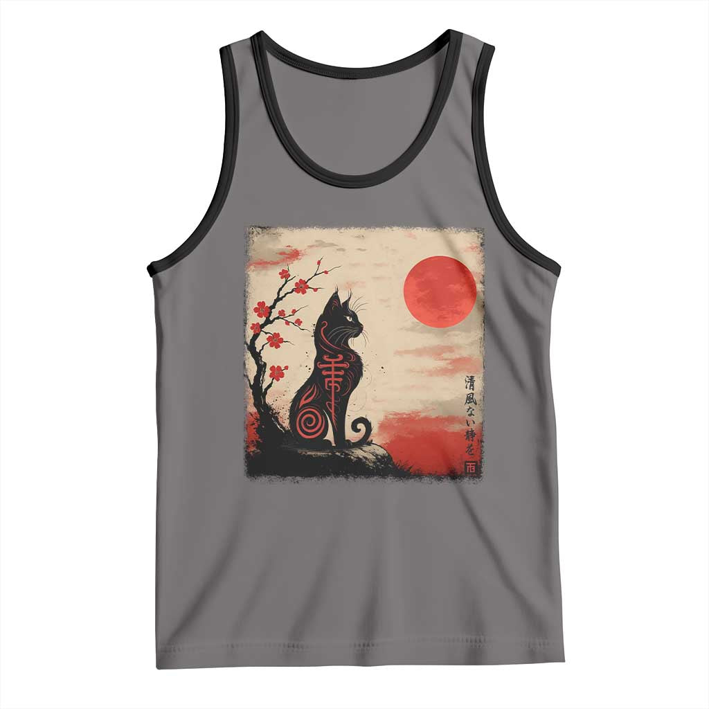 Kawaii Anime Cat Japanese Cherry Blossom Tank Top - Wonder Print Shop
