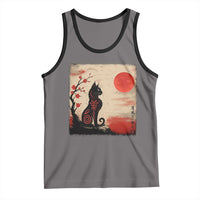 Kawaii Anime Cat Japanese Cherry Blossom Tank Top - Wonder Print Shop