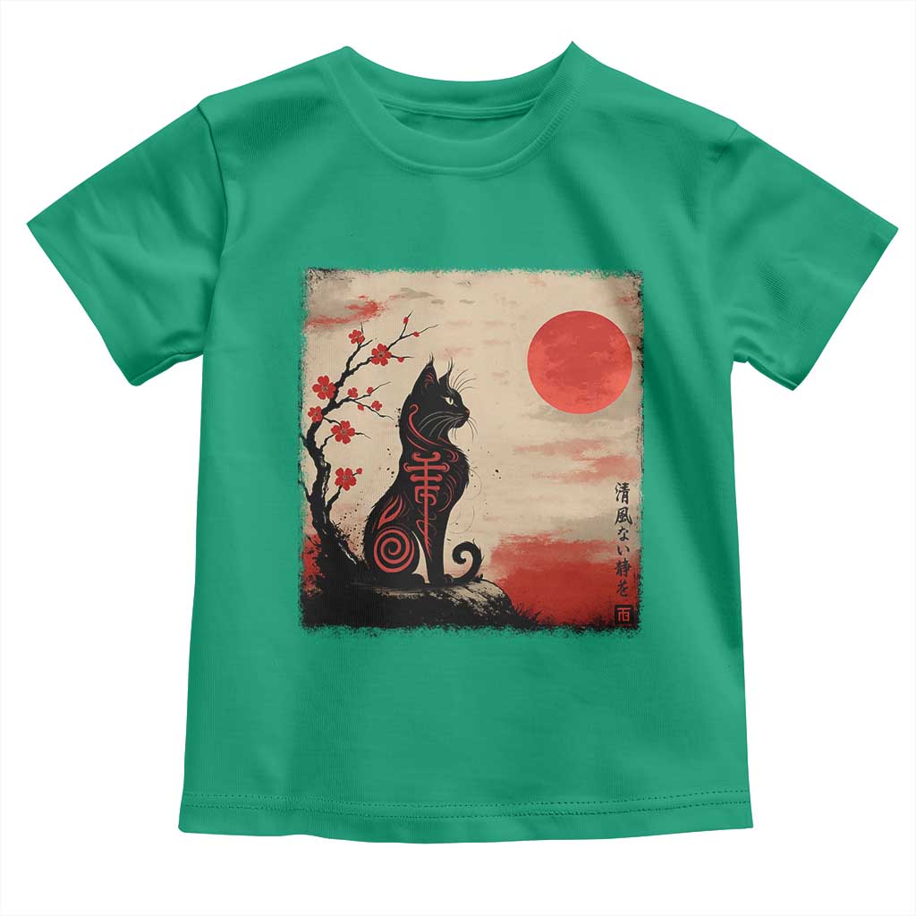 Kawaii Anime Cat Japanese Cherry Blossom Toddler T Shirt - Wonder Print Shop