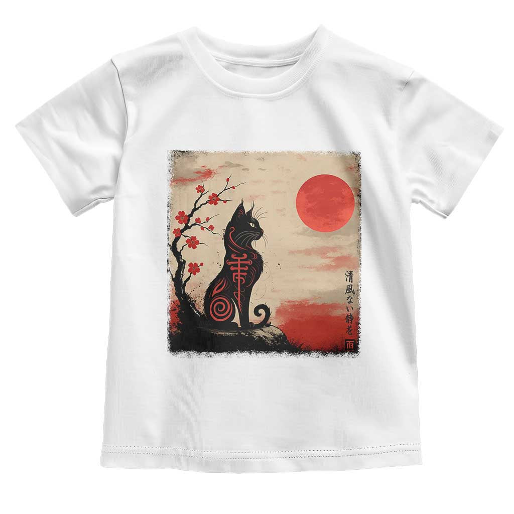 Kawaii Anime Cat Japanese Cherry Blossom Toddler T Shirt - Wonder Print Shop
