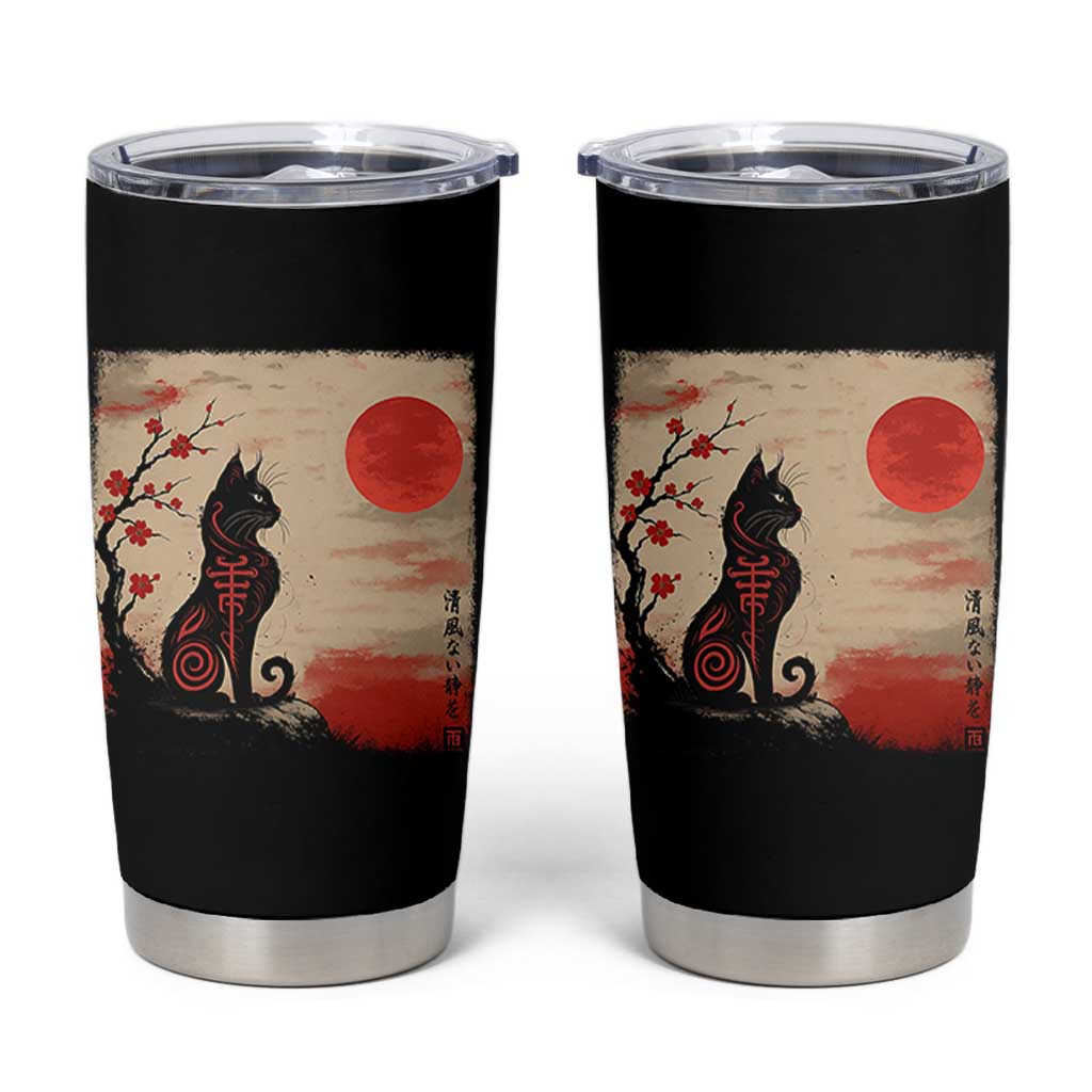 Kawaii Anime Cat Japanese Cherry Blossom Tumbler Cup - Wonder Print Shop