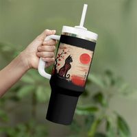 Kawaii Anime Cat Japanese Cherry Blossom Tumbler With Handle - Wonder Print Shop