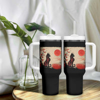 Kawaii Anime Cat Japanese Cherry Blossom Tumbler With Handle - Wonder Print Shop