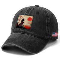 Kawaii Anime Cat Japanese Cherry Blossom Washed Cotton Baseball Cap