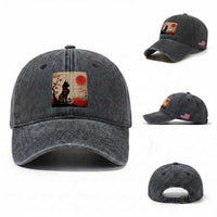 Kawaii Anime Cat Japanese Cherry Blossom Washed Cotton Baseball Cap