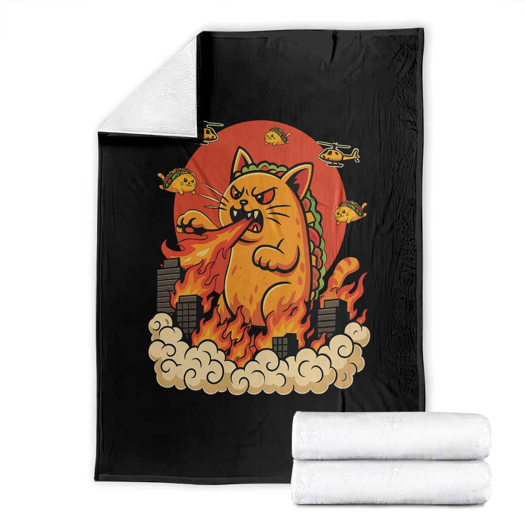 Tacocat Monster Throw Blanket Funny Cats Taco Lovers - Wonder Print Shop
