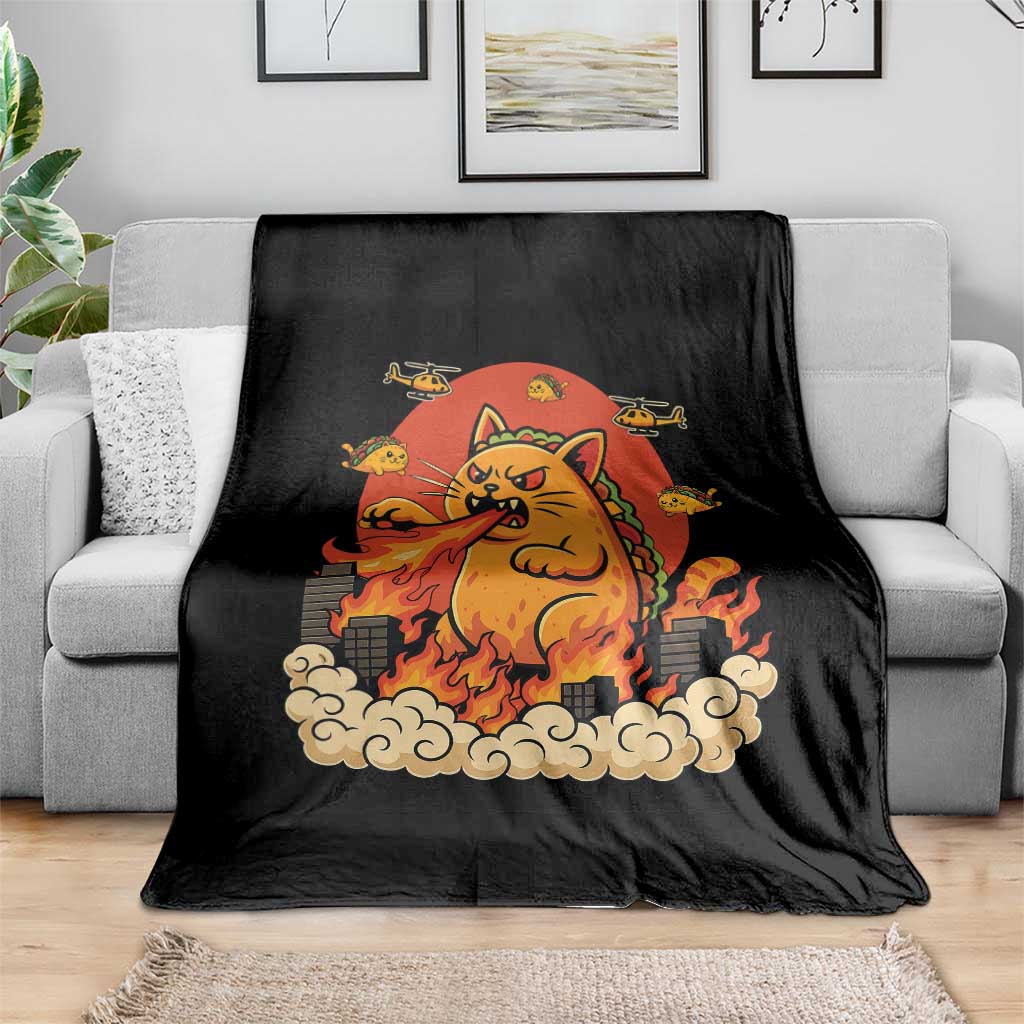 Tacocat Monster Throw Blanket Funny Cats Taco Lovers - Wonder Print Shop