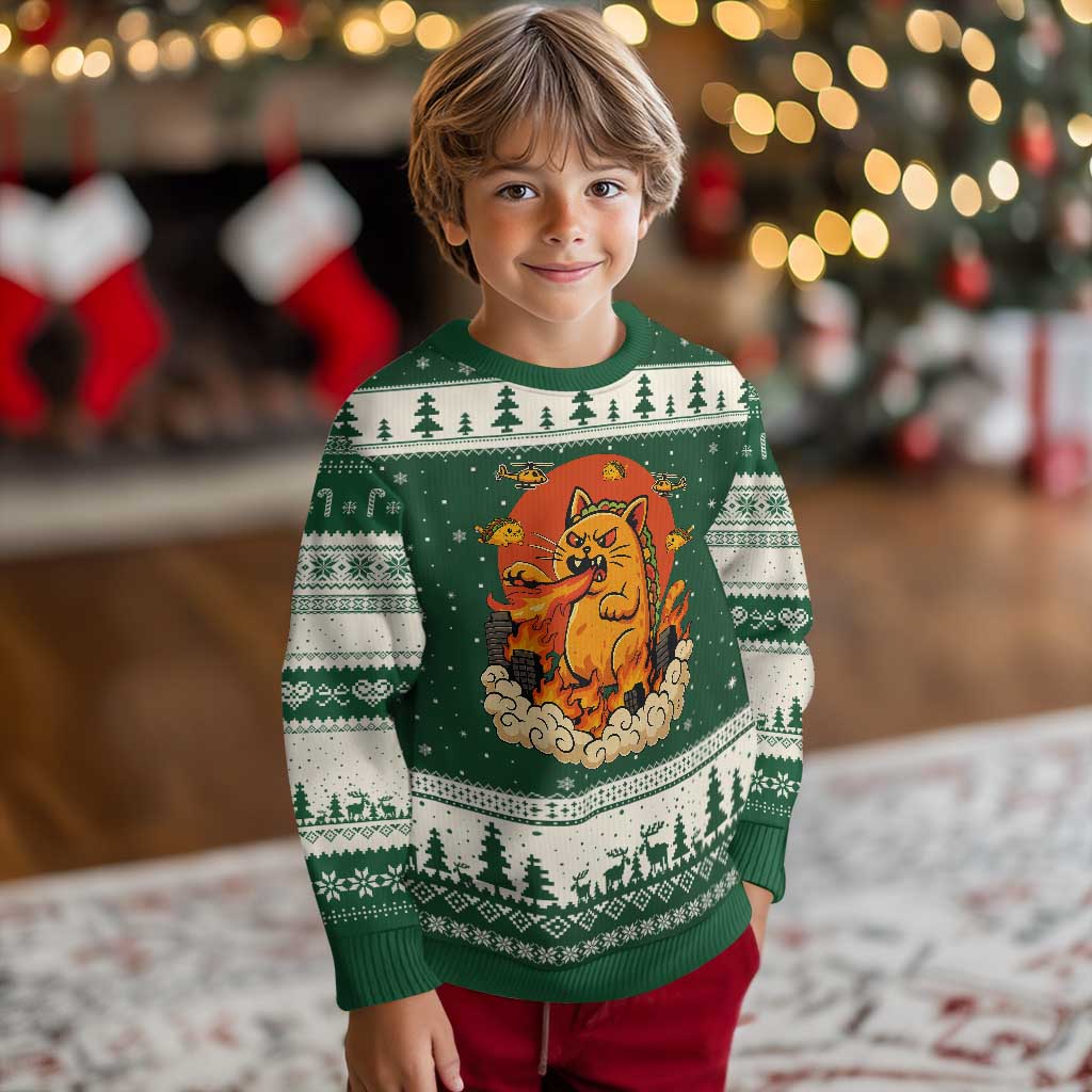 Tacocat Monster Ugly Christmas Sweater Funny Cats Taco Lovers - Wonder Print Shop