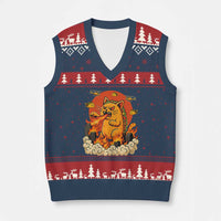 Tacocat Monster V-Neck Knit Sweater Vest Funny Cats Taco Lovers - Wonder Print Shop