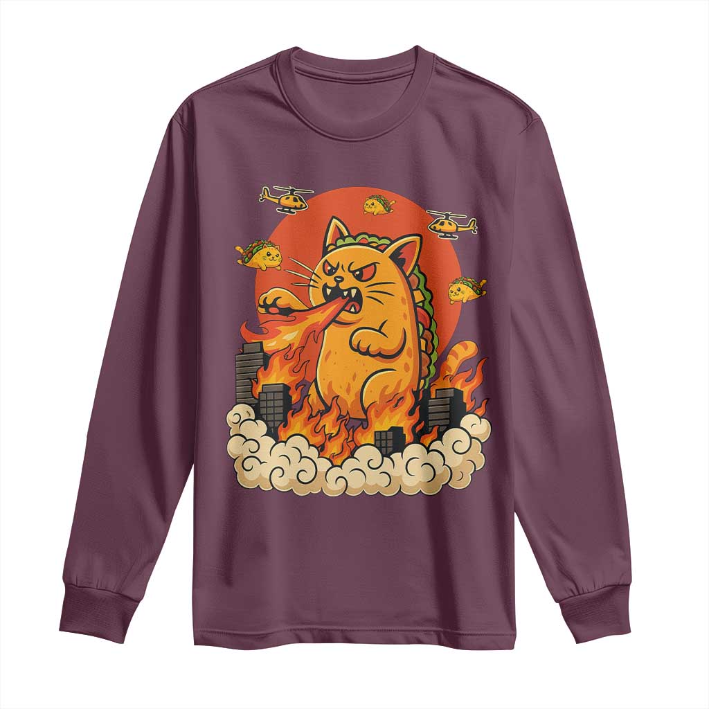 Tacocat Monster Long Sleeve Shirt Funny Cats Taco Lovers - Wonder Print Shop