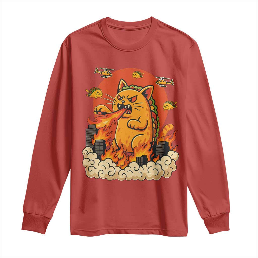 Tacocat Monster Long Sleeve Shirt Funny Cats Taco Lovers - Wonder Print Shop
