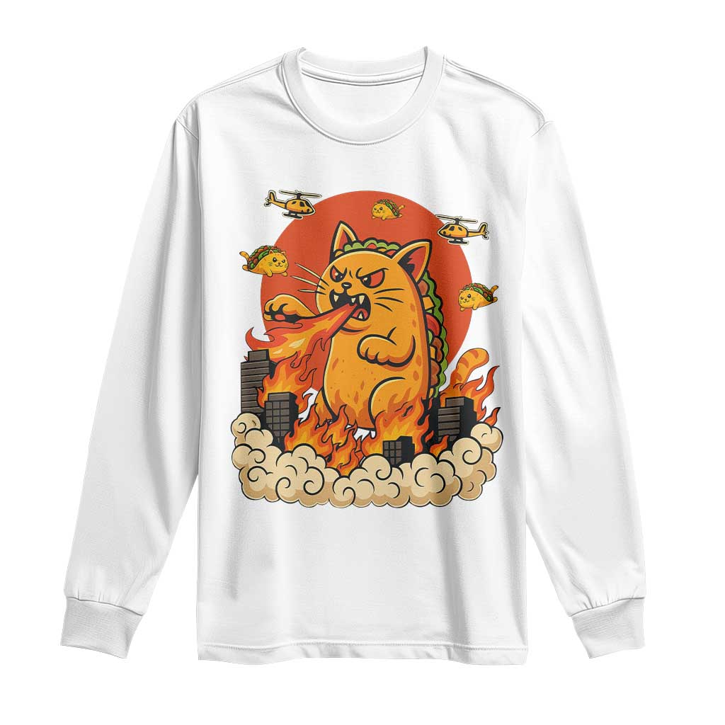 Tacocat Monster Long Sleeve Shirt Funny Cats Taco Lovers - Wonder Print Shop