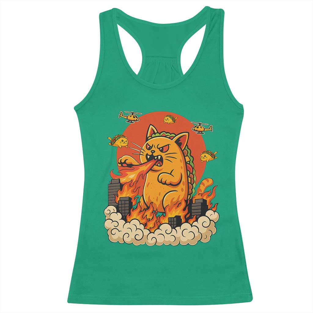 Tacocat Monster Racerback Tank Top Funny Cats Taco Lovers - Wonder Print Shop