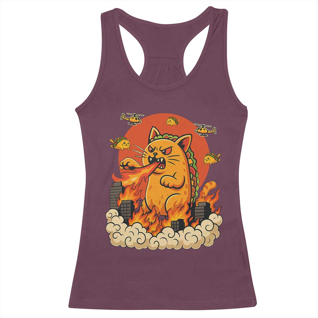 Tacocat Monster Racerback Tank Top Funny Cats Taco Lovers - Wonder Print Shop
