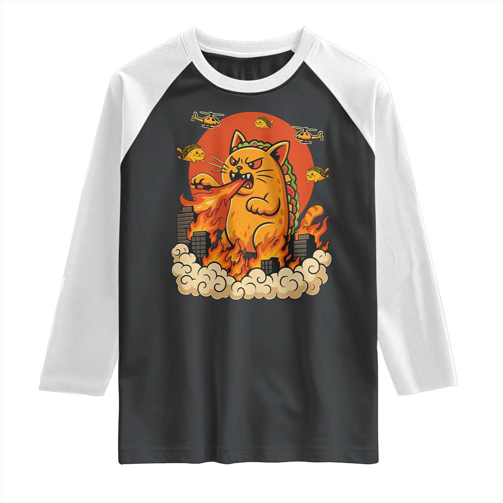 Tacocat Monster Raglan Shirt Funny Cats Taco Lovers - undefined